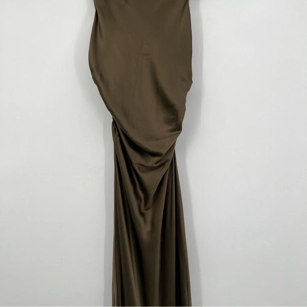 Reformation Elegant Satin Evening Gown Anaiis Silk Dress Morel NWT size 8 New - Picture 8 of 13